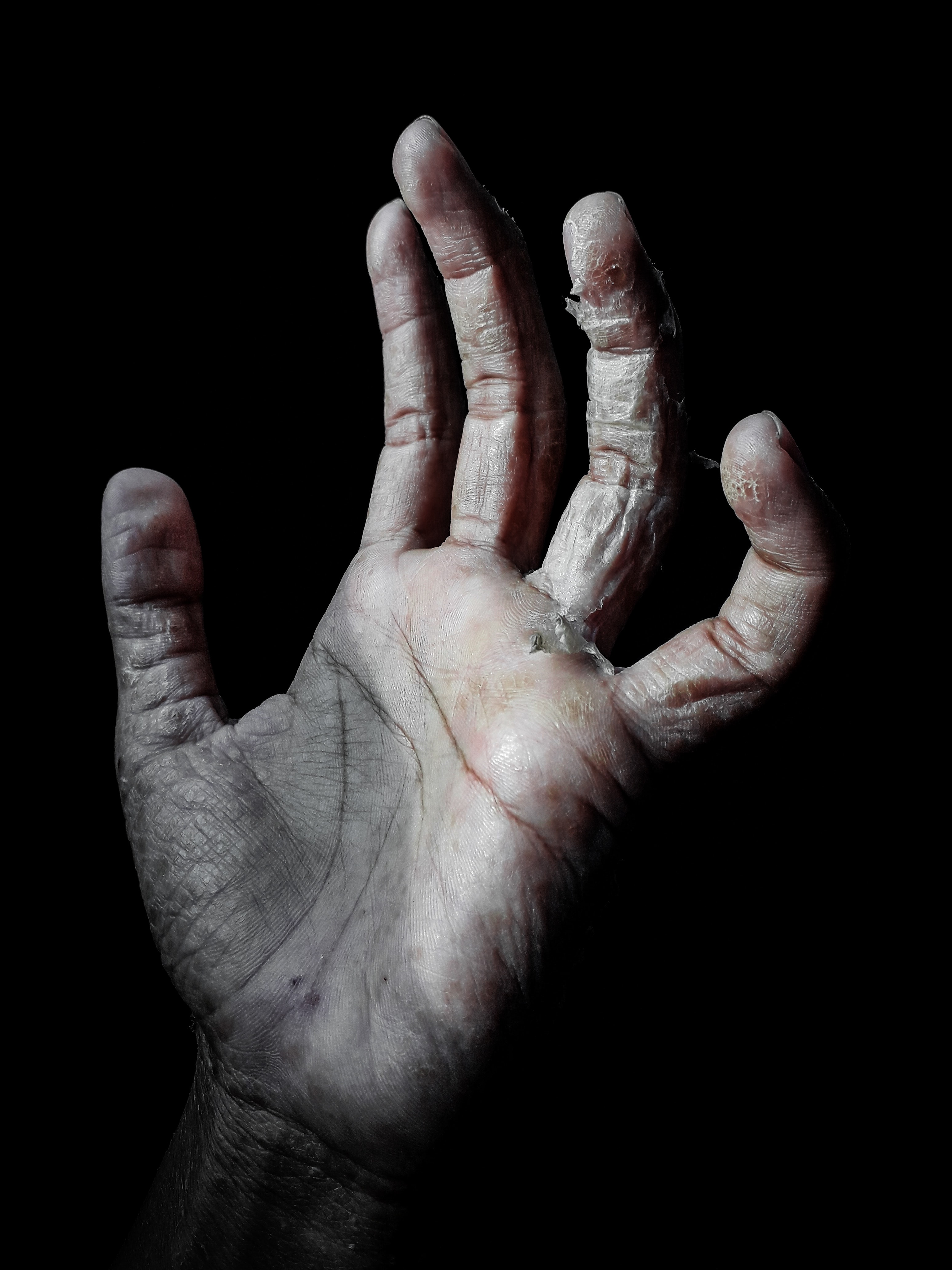 person raising left human palm